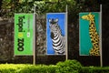 Taipei, Taiwan Zoo, Banner, Giraffe, Zebra
